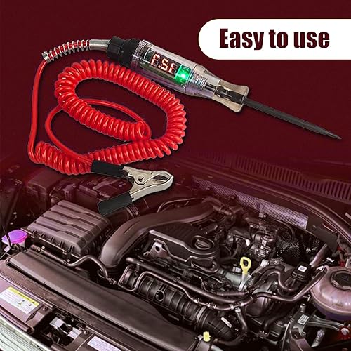 Miniatura 6 de Pack-1 Probador de circuito LED digital de luz de prueba automotriz con cable de resorte retráctil de 70.8 pulgadas, DC 3V6V12V24V pluma de prueba