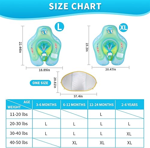 Miniatura 2 de PandaEar Flotador de piscina para bebés con toldo, flotador inflable de piscina para niños con protección solar UPF50+ durante más de 3 meses,