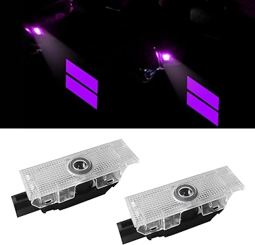 YOSRTER 2PCS Door Lights for Dodge Challenger Accessories LED Ghost Shadow Welcome Puddle Projection Lamps for Dodge Challenger Interior AccessoriesPurple Double Stripe