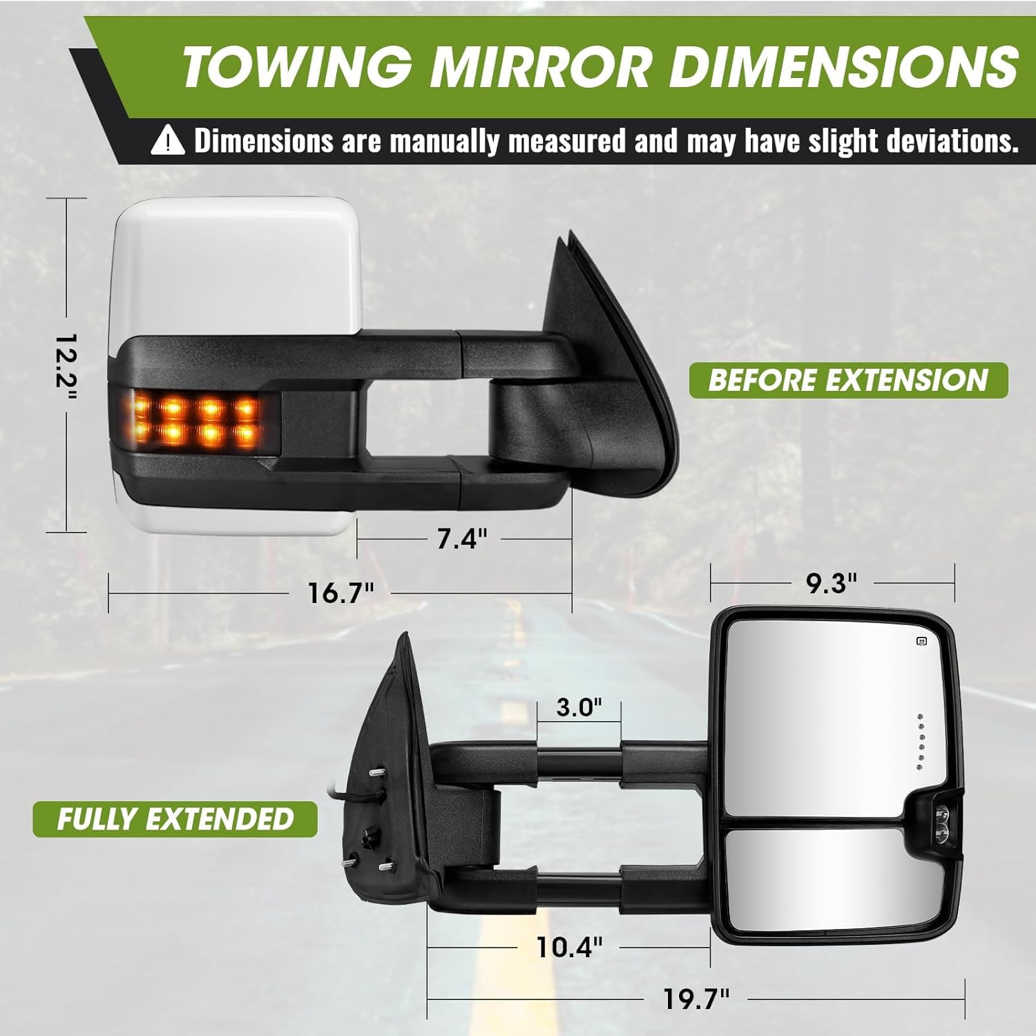 Towing Mirrors for 2003-2007 Chevy Silverado Avalanche Suburban Tahoe GMC Sierra Yukon Escalade with Power Heated Turn Signal Backup Light Pair Set(Painted White)