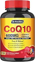 CoQ10 600 mg Softgels CoQ10 Supplement - CQ10 Coenzyme-Q10 with Omega 3 & PQQ & Vitamin E, CoQ10 400mg Softgels, 60 Servings