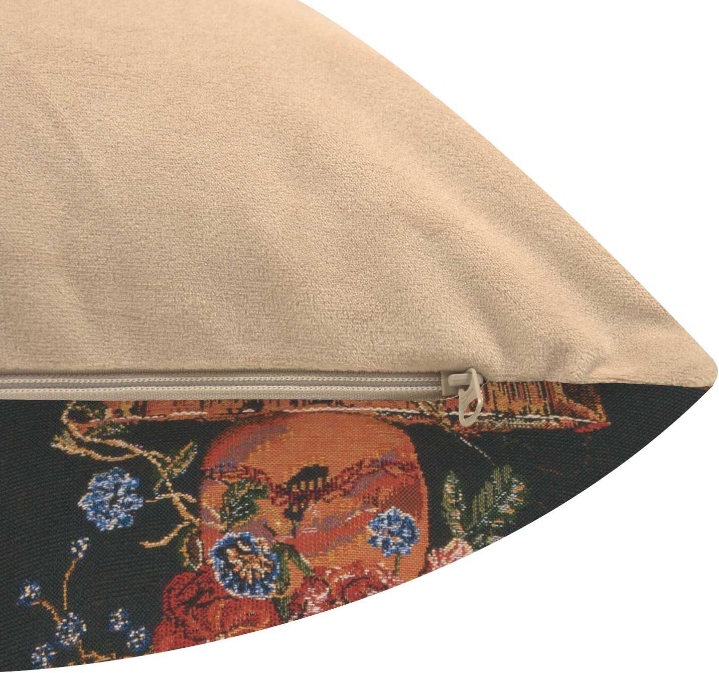 Charlotte Home Furnishings Decorative Pillow Covers for Couch 16x16 in Tapestry Spring Throw Pillow Cover for Living Room Decor Cotta Black Floral Pillow Cover European Soft Cotton Jacquard Woven