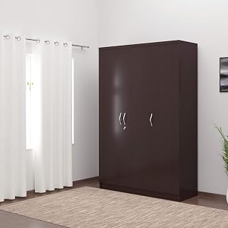 DeckUp Engineered Wood Matte Finish Uniti 3-Door Wardrobe (Dark Wenge)