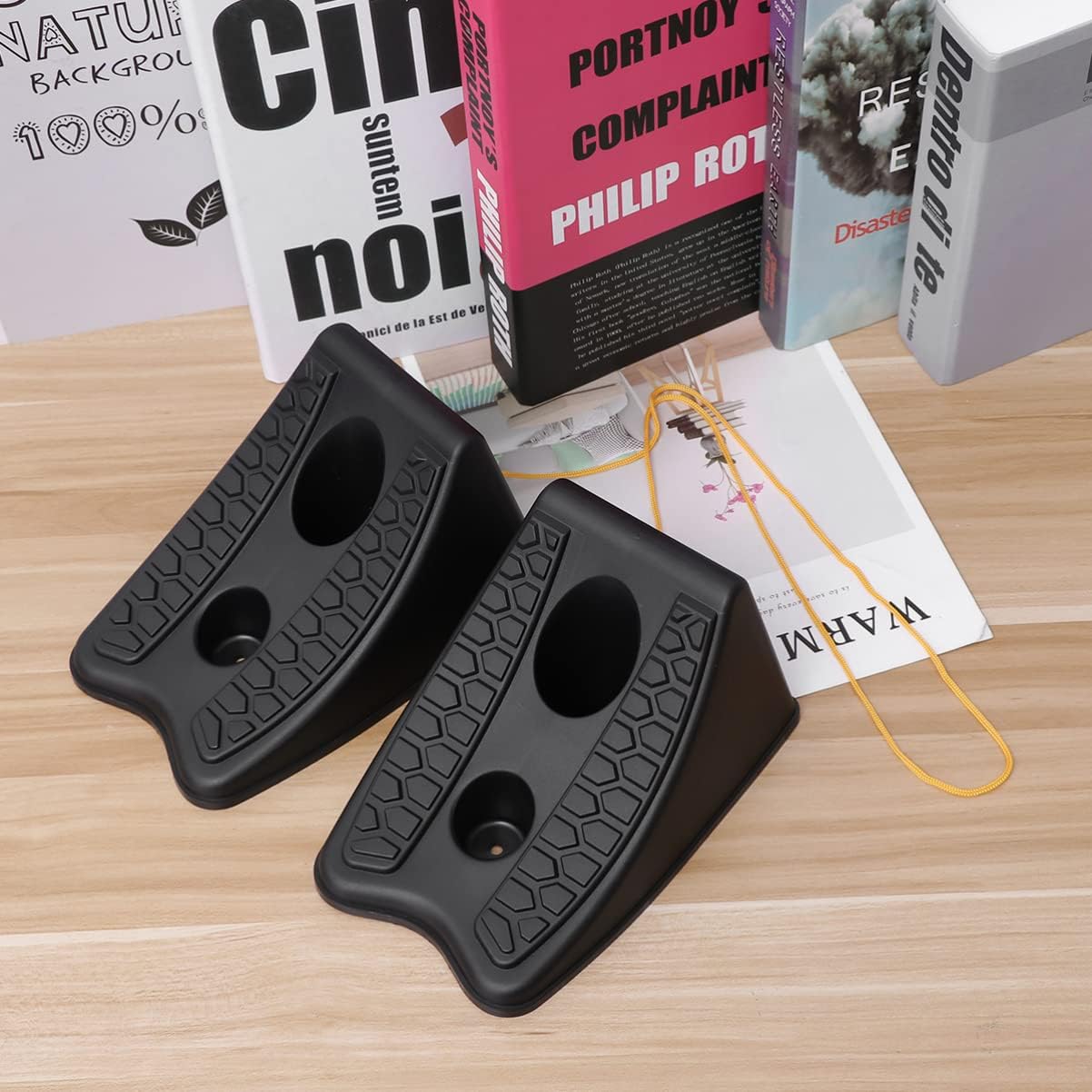 GLEAVI 2pcs Heavy Duty Rubber Wheel Chocks for Cars Car Wheel Stopper Blocks for Rvs Trailers and Trucks Black Automotive Accessories