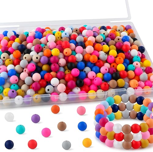 300Pcs 9mm Silicone Beads, 20 Colors Silicone Beads for Keychain Making Bulk Silicone Beads for Bracelet Making and Round Silicone Beads for Pens(Multicolor)