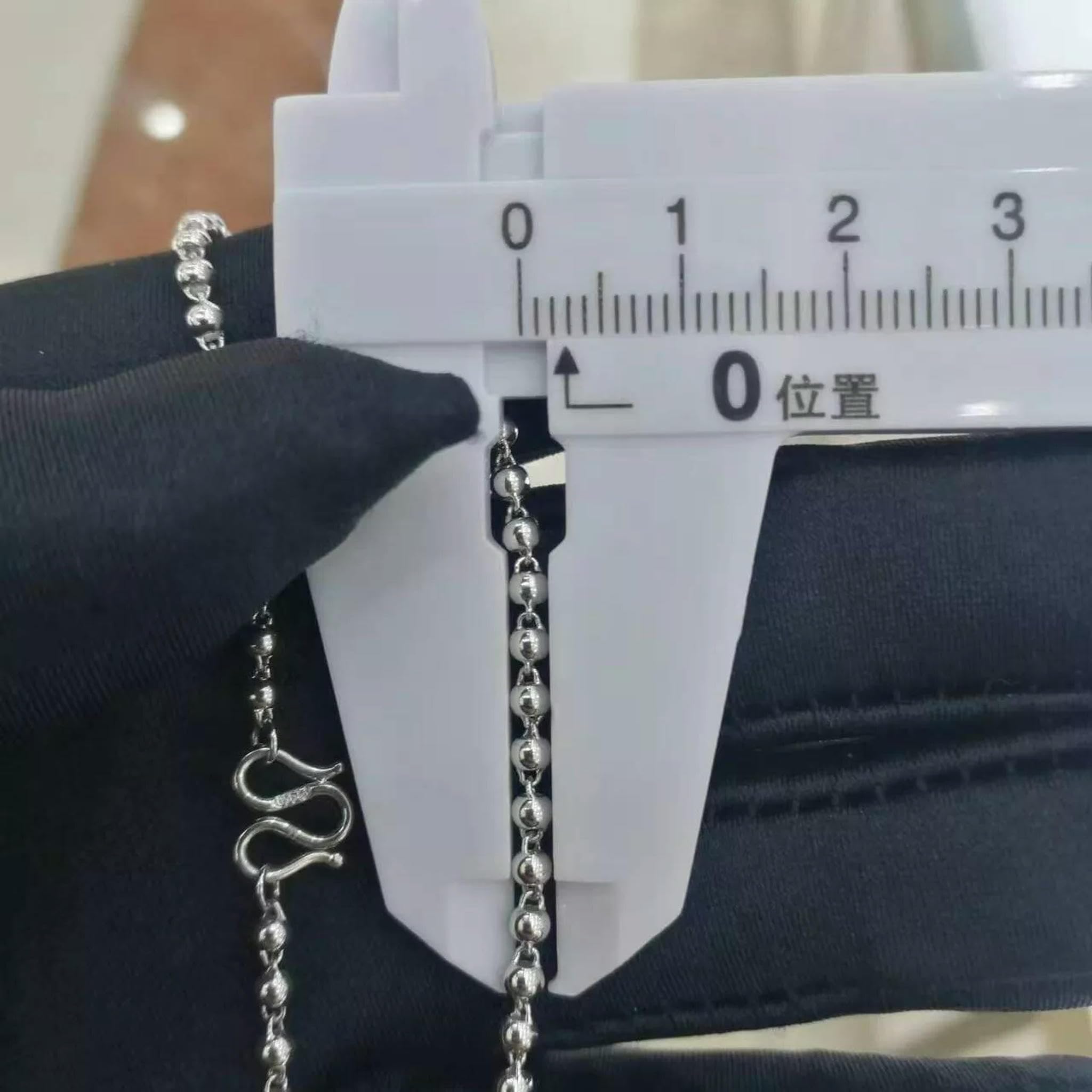 Collar de Platino Puro PT950 auténtico para Hombre y Mujer, Cadena de Cuentas Lisas de 3 mm, 71 cm de Largo