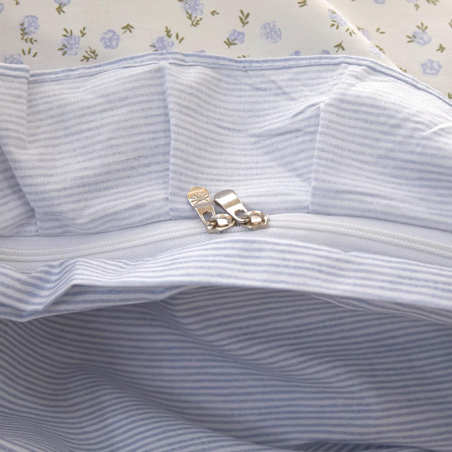 Floral Duvet Cover Queen Size Blue Ruffle Boho Queen Comforter Cover Light Weight Cotton Cute Cozy Duvet Cover Set with 2 Pillow Cases Striped Queen Size Bedding Aesthetic Duvet Protector