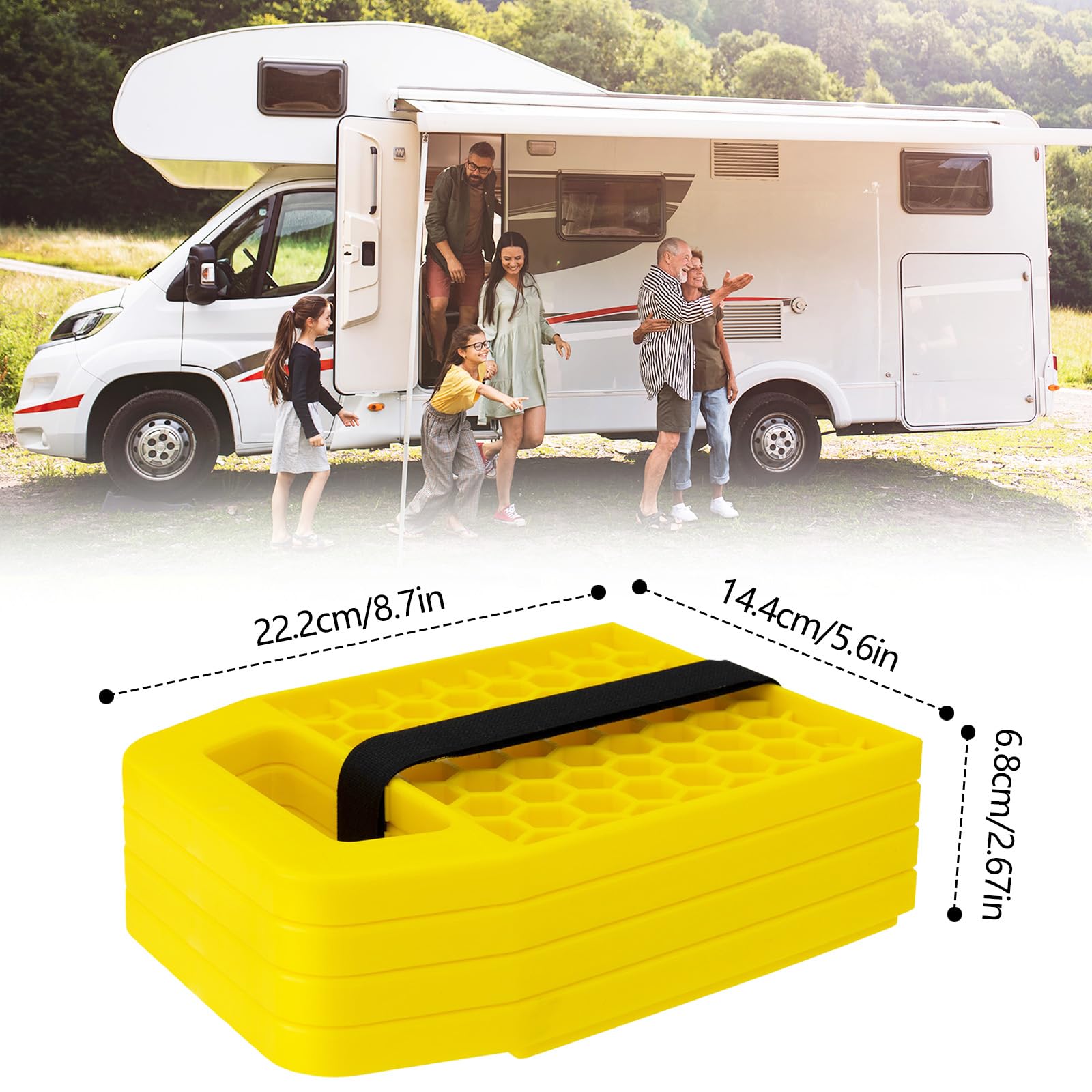 Set Di 4 Piastre Di Supporto Per Cric Camper Caravan, Blocco Livellamento Stabilizzatore Antiscivolo
