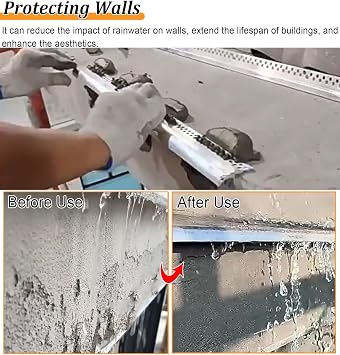 Roof Upper Eaves Eagle's Beak Drip Line, 3.3 to 9.8 ft Rain Diverter Gutters Metal Strip, Balcony Exterior Edge Rainwater Deflector Device(3.0m (9.8ft))