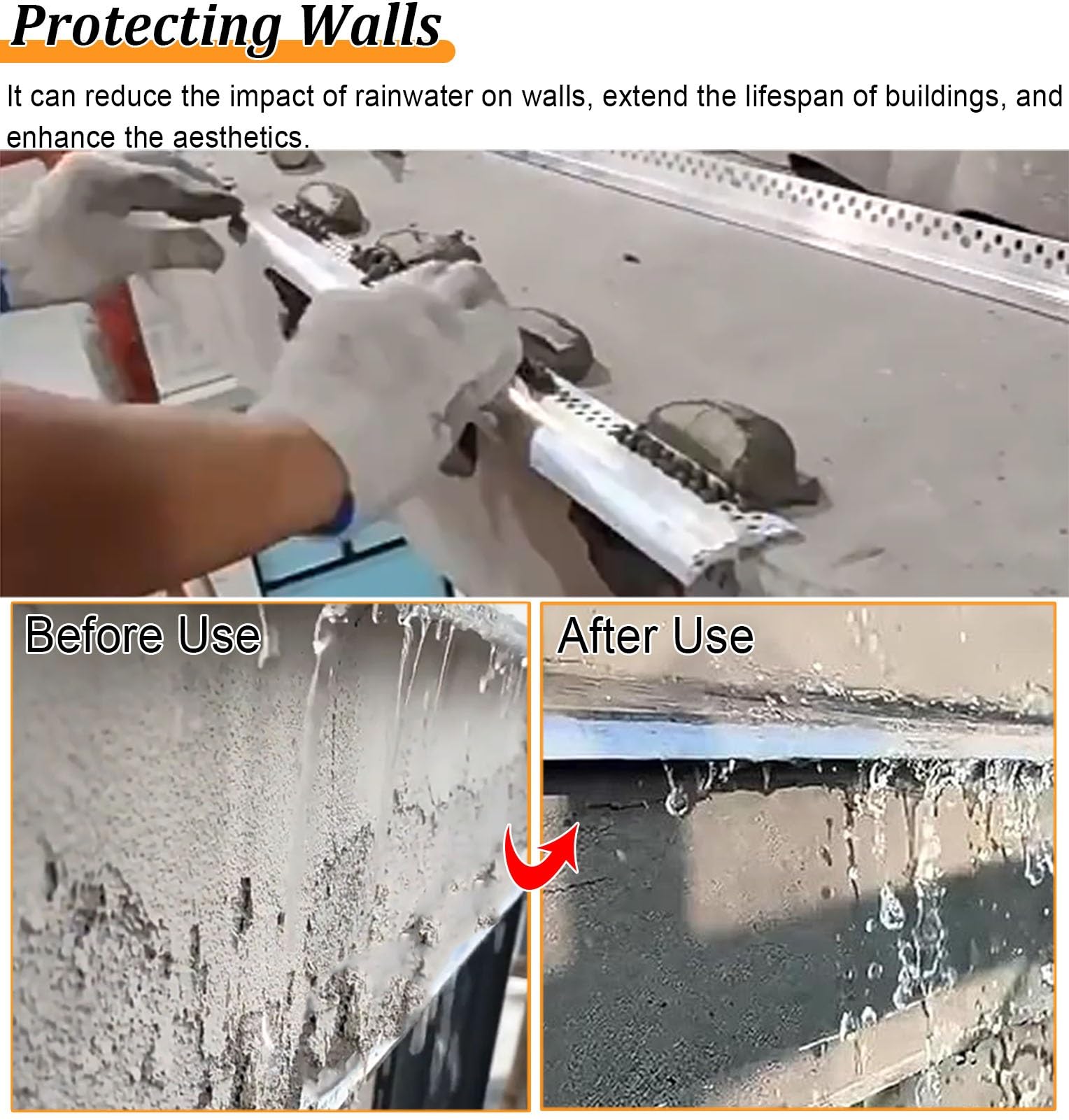 übergangsprofil Tropfkantenleiste für Fensterbankkanten, Zuschneidbare Dachrinnen-Tropfkantenprofile, Regenwasserableitprofil aus Aluminium(1m (3ft))