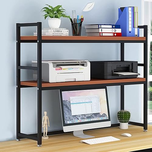 Estantería de escritorio de 2 niveles para escritorio de computadora, estantería ajustable para encimera, estante de mesa de bricolaje, estantes de