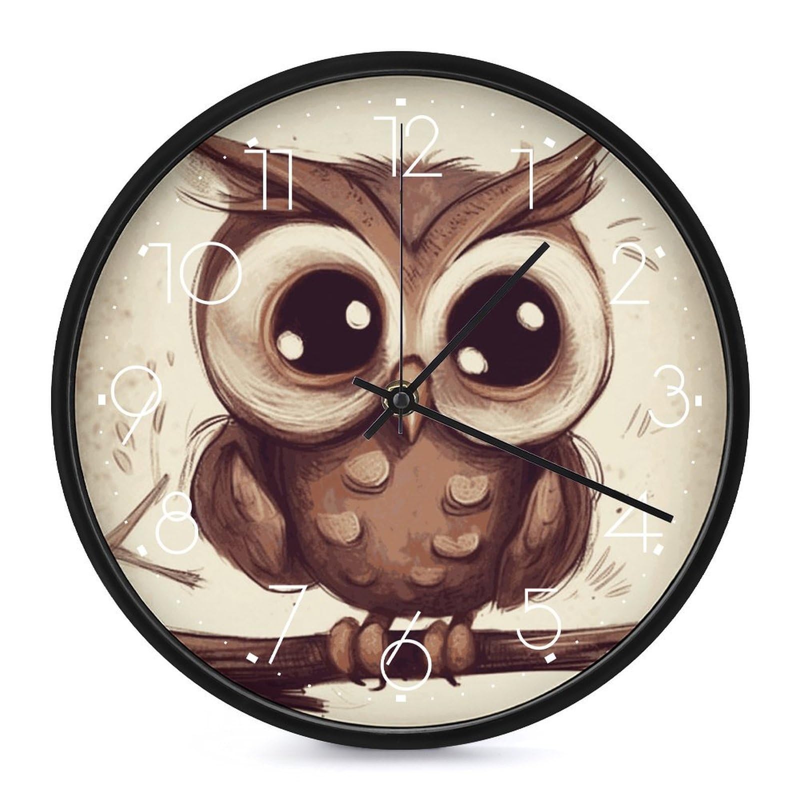 DWVTSLH Cute Owl Wall Clock 10 Inch Silent Non-Ticking Modern Clocks Battery Operated - Decorative Wall Clocks for Bedroom Living Room Kitchen Office Wall Decor Gift Idea