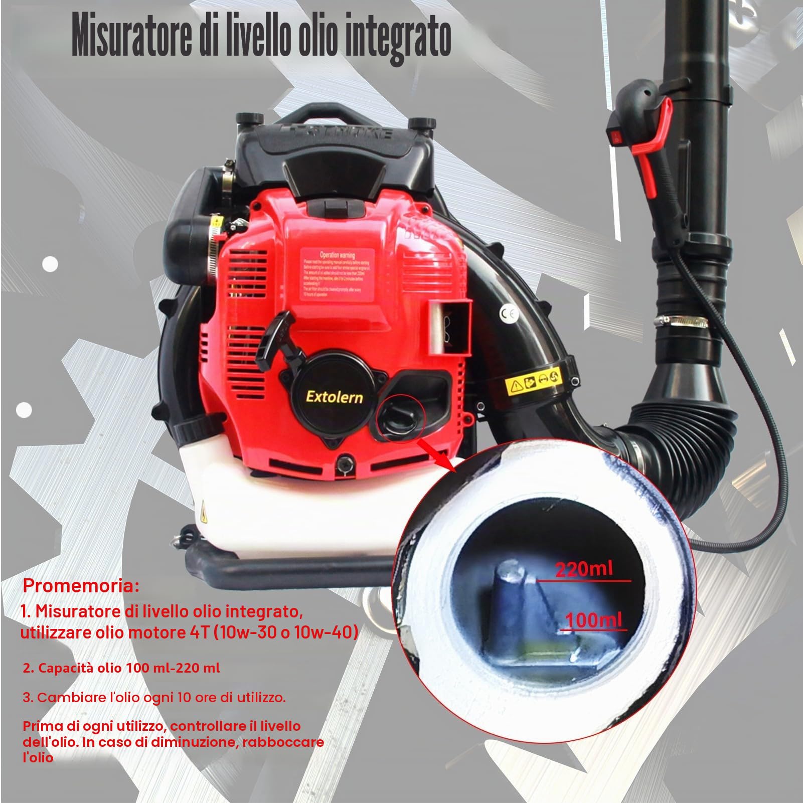 Soffiatore A Benzina A Zaino Per La Casa E Il Giardino,Cilindrata 75.6cc,Velocità Di Soffiaggio 360 Km/H, Soffiatore A Benzina A 4 Tempi, Spazzaneve Per Terrazze E Giardini