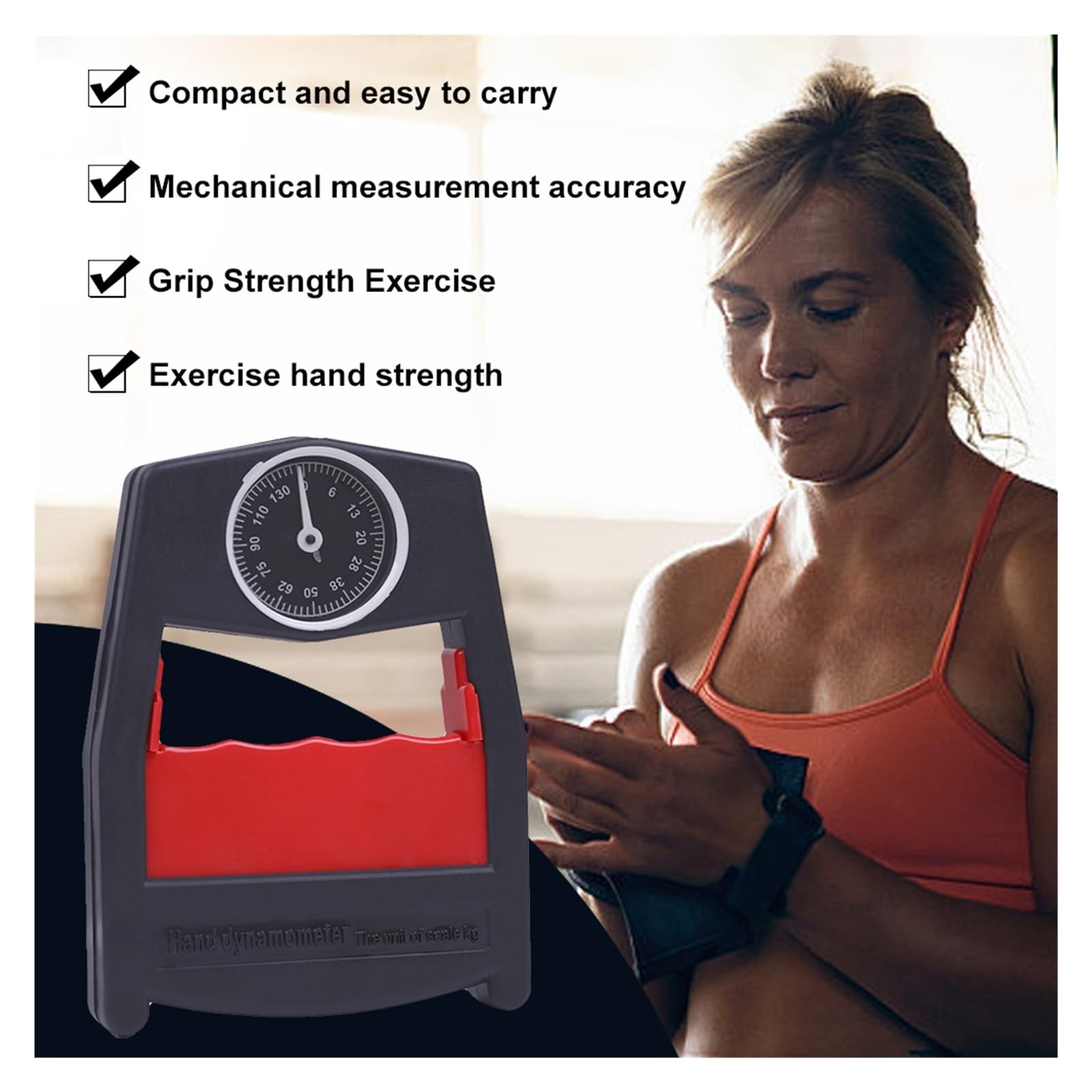 MRKU Dinamometro Digitale con Impugnatura ergonomica, Strumento di misurazione della Forza e della Potenza, capacità di 130 kg/287 libbre, potenziatore per avambracci per Allenamento.