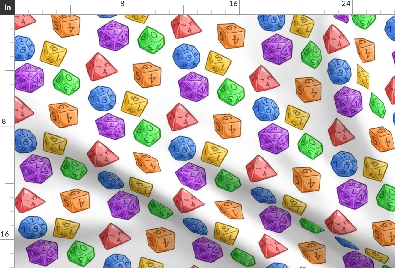 Spoonflower Fabric - Rainbow Dice White LGBT Geek Pride Nerd Game Abstract Printed on Upholstery Velvet Fabric Fat Quarter - Upholstery Home Decor Bottomweight Apparel