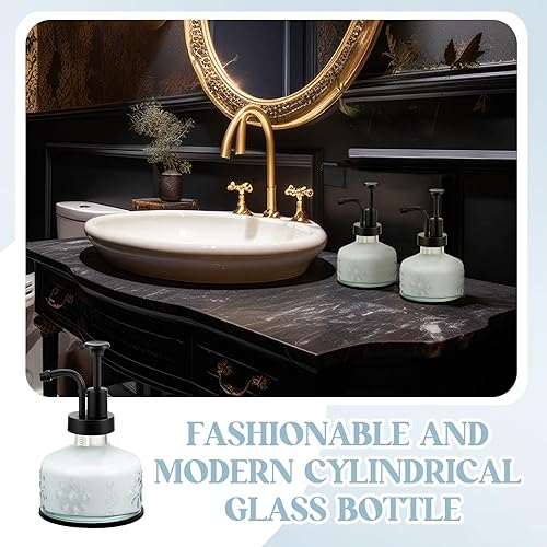 Miniatura 6 de Tioncy Dispensador de jabón antiguo para cocina, baño, encimera, dispensador de jabón de vidrio, dispensador de bomba de jabón recargable, rústico,