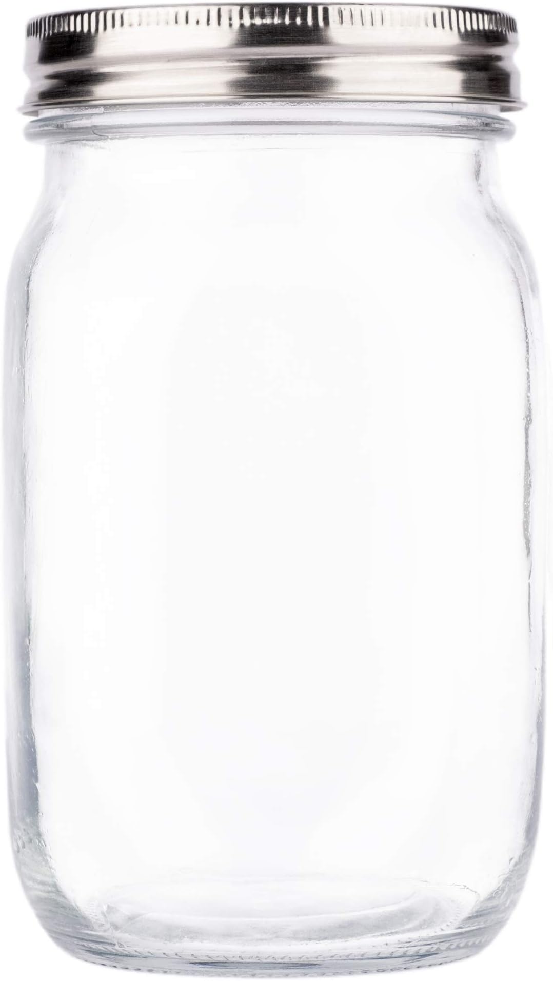 SOUL Premium Regular Mouth Mason Jar 32 oz, Crystal Clear Glass, Airtight Stainless Steel Lid, Dishwasher Safe, BPA Free, Drinking Jar, Canning Jar [3rd Gen]