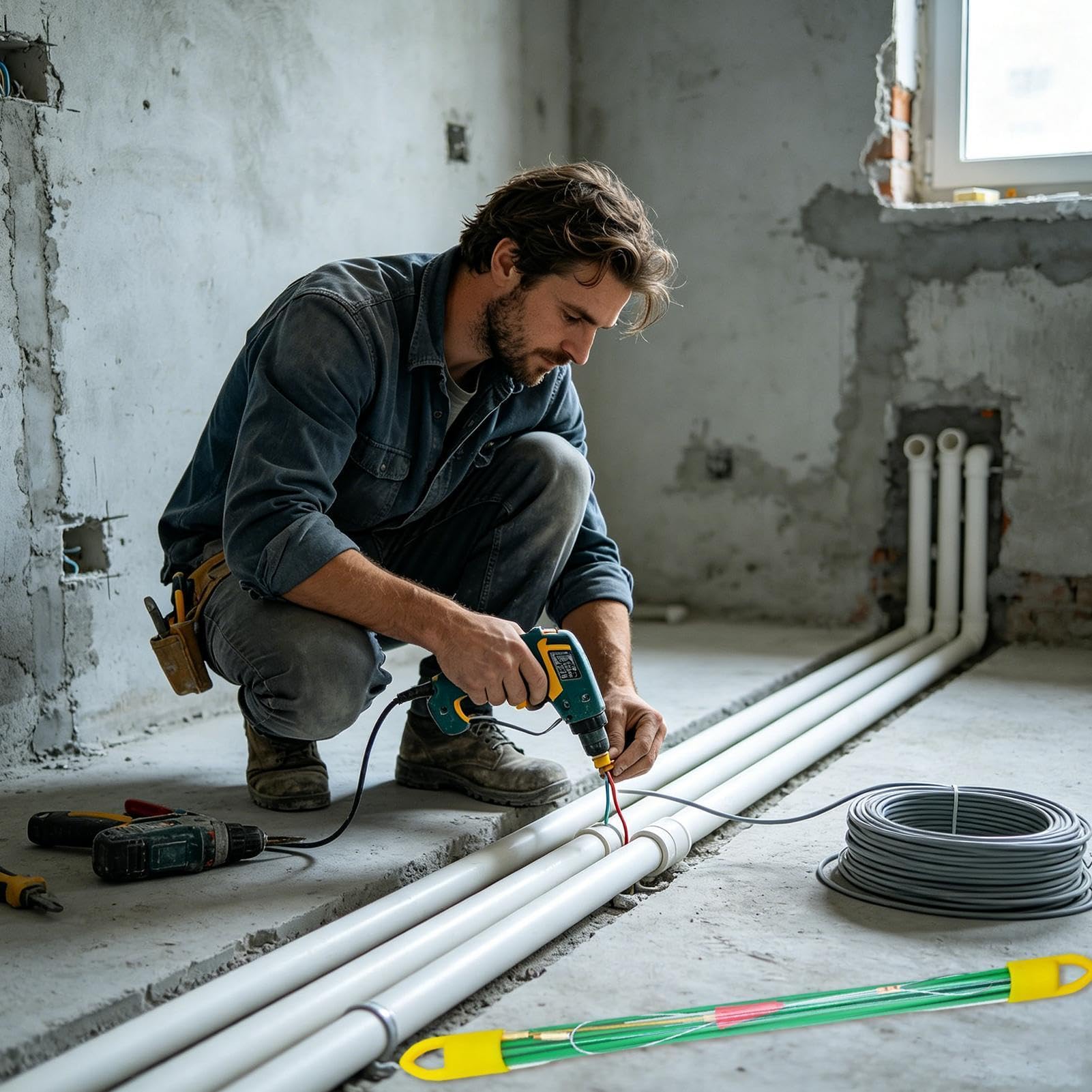Tirafili - Strumento Per Il Passaggio Dei Cavi In Fibra Di Vetro - Kit Aste Passafili Da Impianti Elettrici,Per Tecnici Ed Elettricisti Uso Industriale Interni Esterni Casa Soffitti Solai Edilizia E C