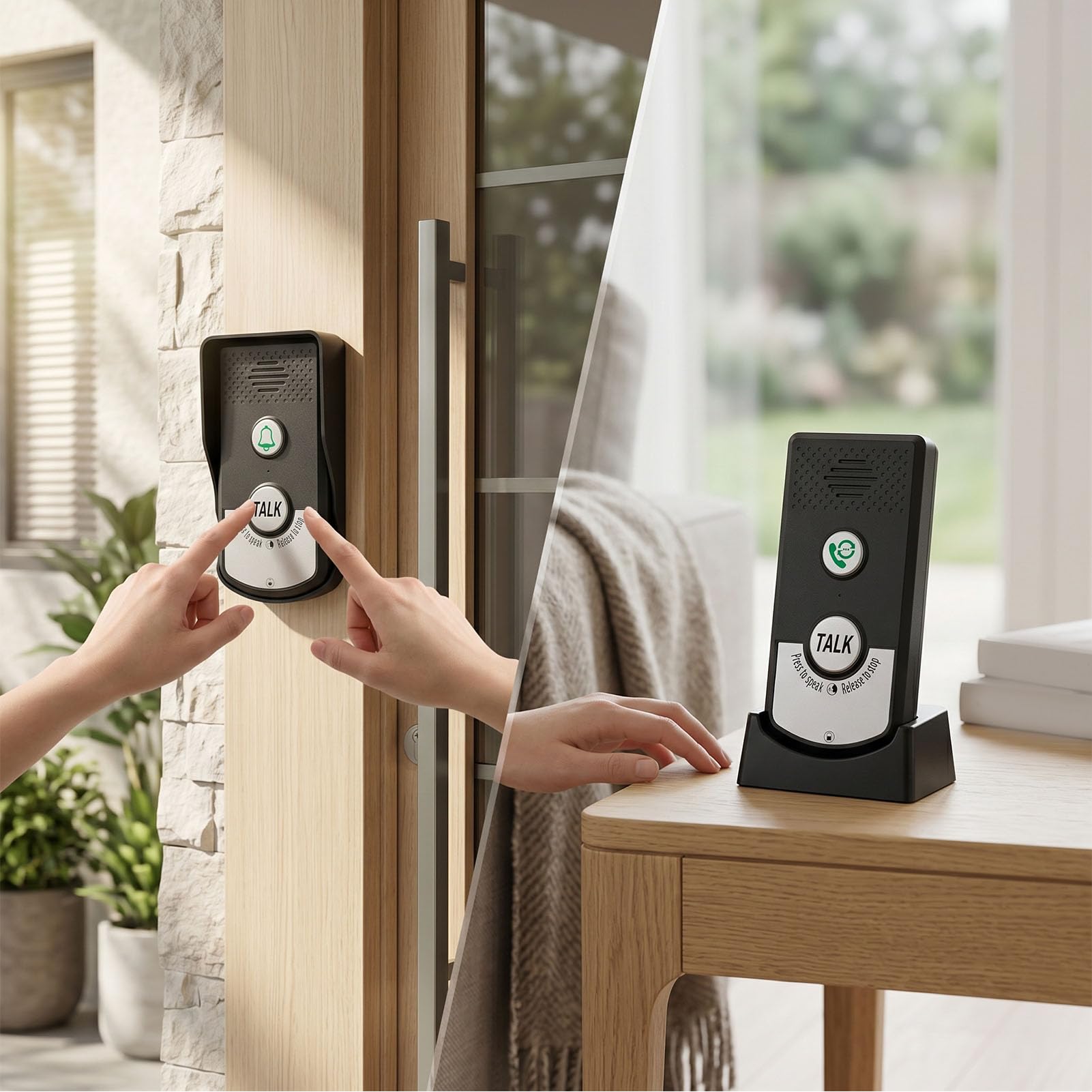 Timbre Inalámbrico con Intercomunicador de Voz de 2 Vías, Llamador Recargable de Largo Alcance para Hospital en Casa, de Llamada de Enfermera de Emergencia para Niños Mayores (1)