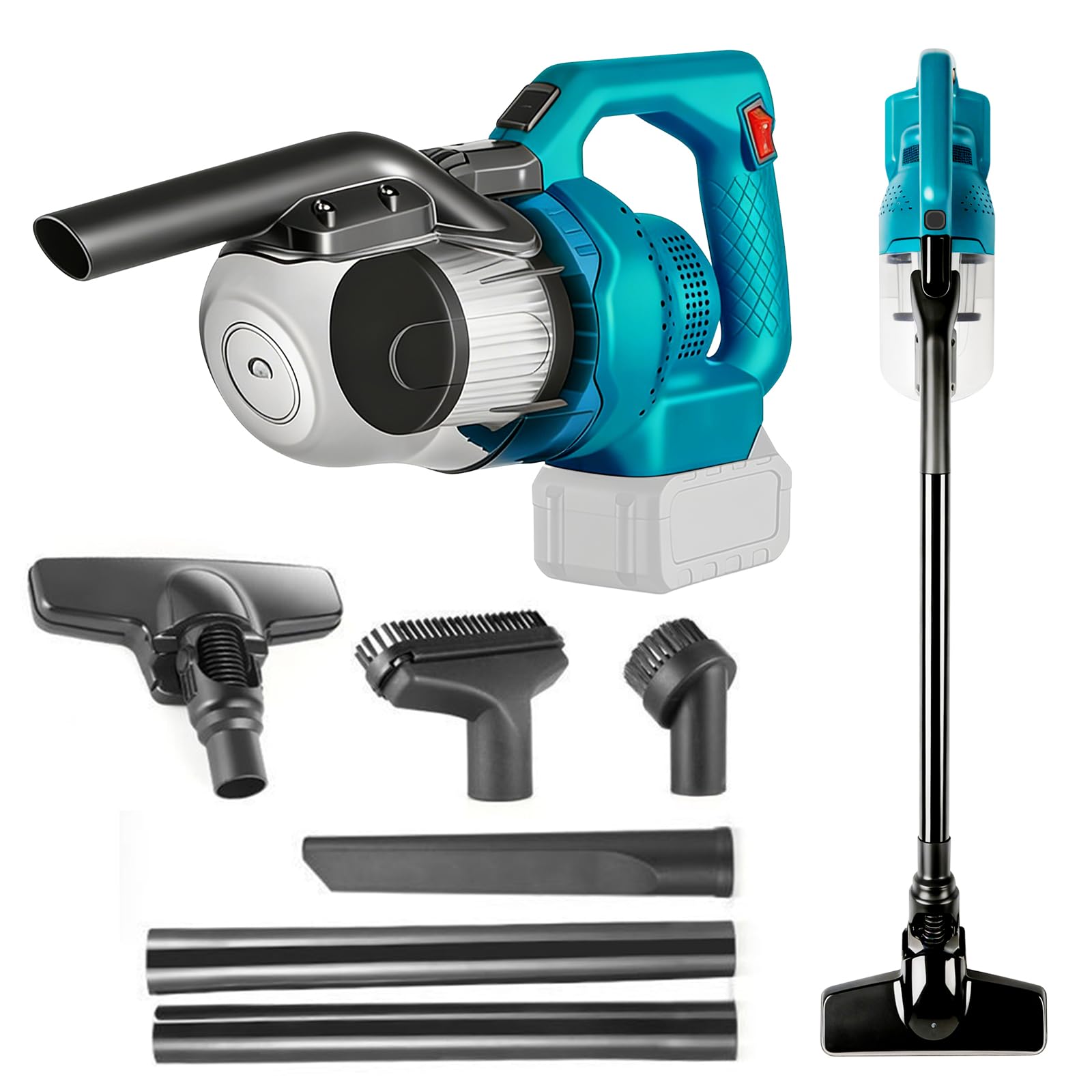 Cordless Vacuum Cleaner for Makita 18V Battery, Handheld Electric Vacuum Cleaner 16000Pa with 4 Nozzles and 0.7L Dust Container Lightweight Car Vacuum for Home Pet Hair Carpet Car (No Battery)