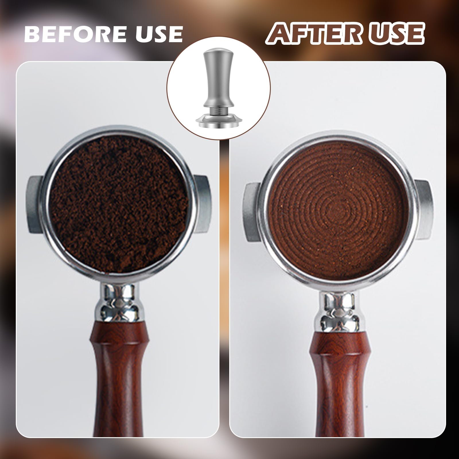 TWSOUL Tampone per caffè 58mm/51mm, regolazione della pressione 30lbs, Tampone con base ondulata, Tampone a molla in acciaio inossidabile 304 per macchine con filtro, accessori per Barista per gli
