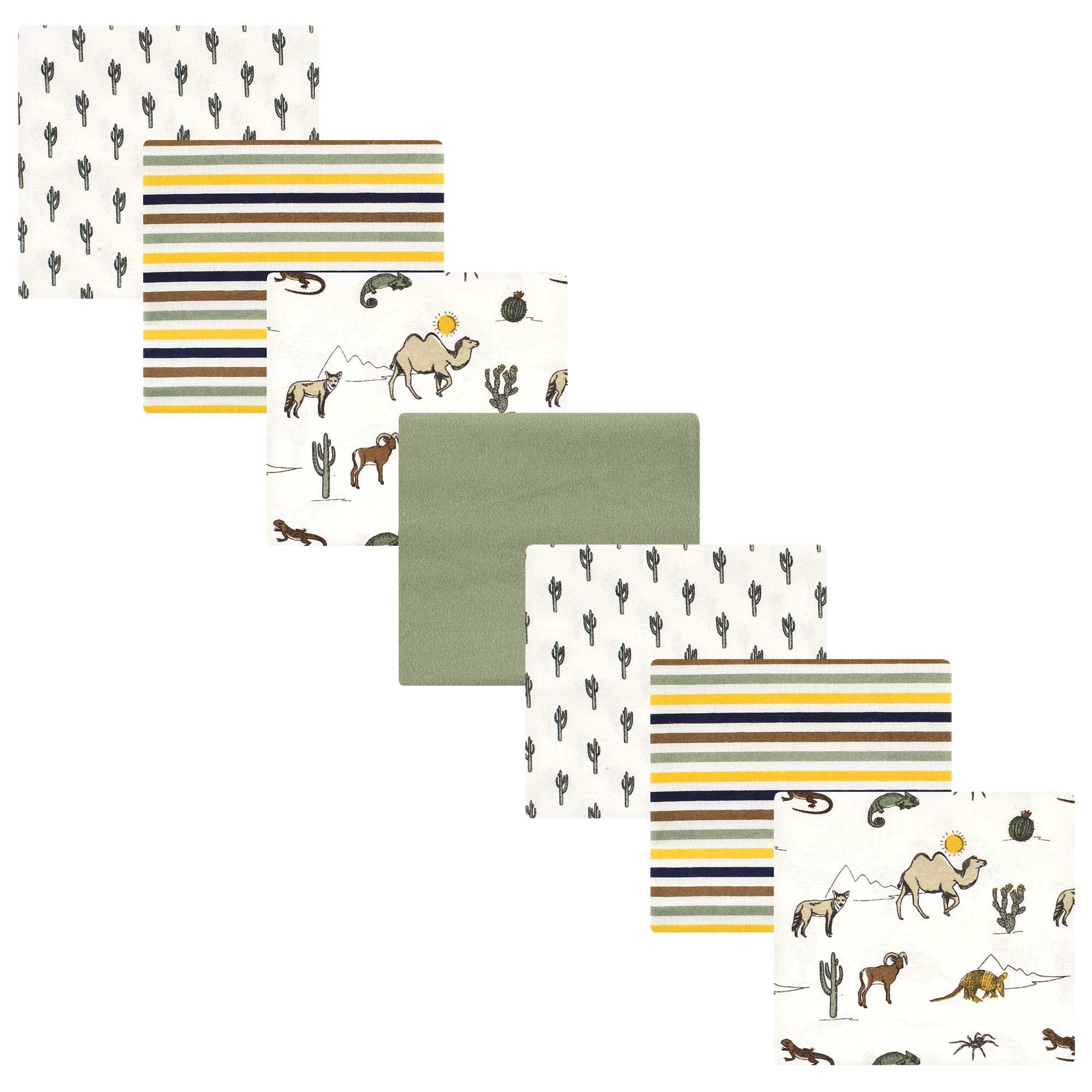 Hudson Baby Unisex Baby Cotton Flannel Receiving Blankets Bundle, Desert Animals, One Size