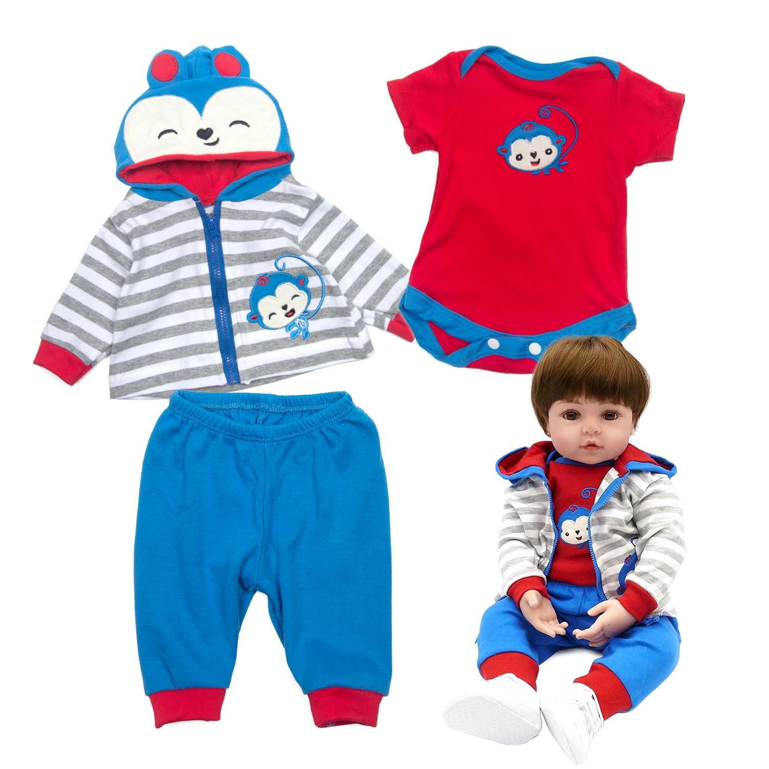 Amazon.co.jp: リボーンベビードール服男の子服アクセサリー3点 17~18