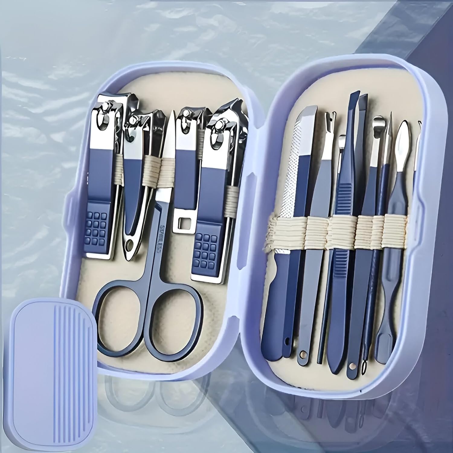 KEVANKI Nail Clippers - 14 Pcs Set Toenail Clipper, Fingernail Clipper & Nail File, Ear Cleaner, Nail Cutter Set With Plastic Box For Men And Women, Nail Art Tool Kit With Cuticle Trimmer, Grooming Tools (BLUE)-picture-42