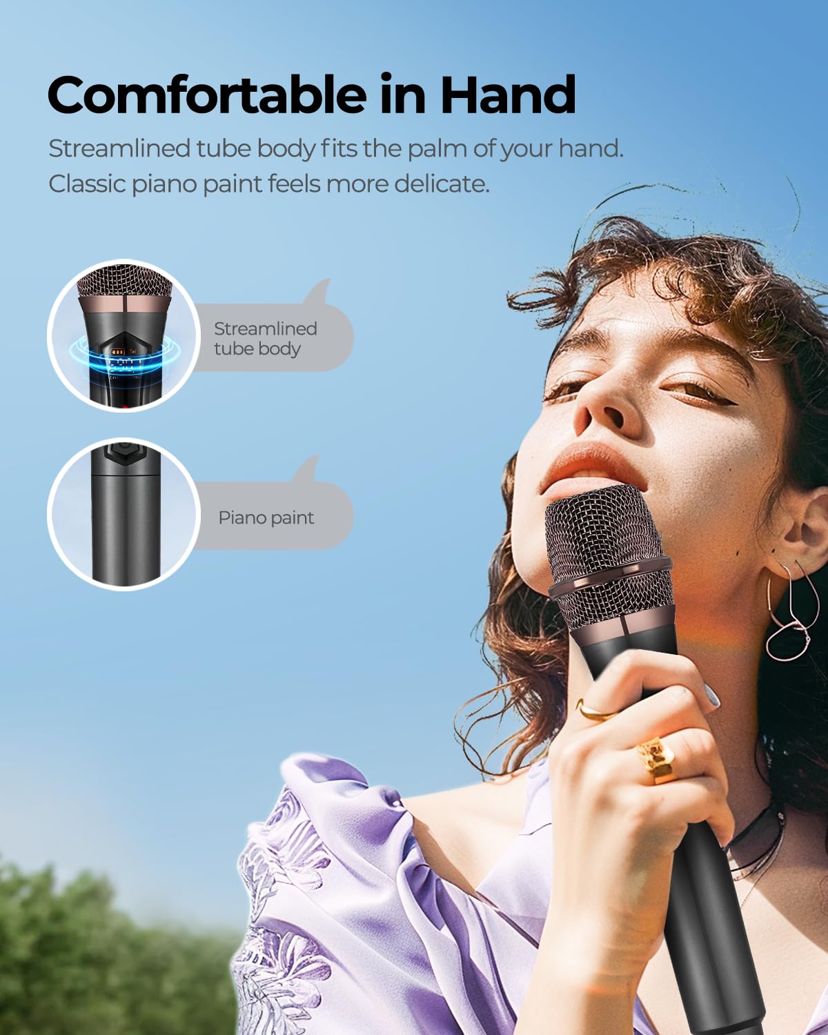 ALPOWL Microfono Inalambrico, Microfono Karaoke con Modulo de Conversión de Impulso DC - DC, para Uso de Voltaje Estable, Micrófono Dinámico con Receptor de Carga de Amplificador de Voz