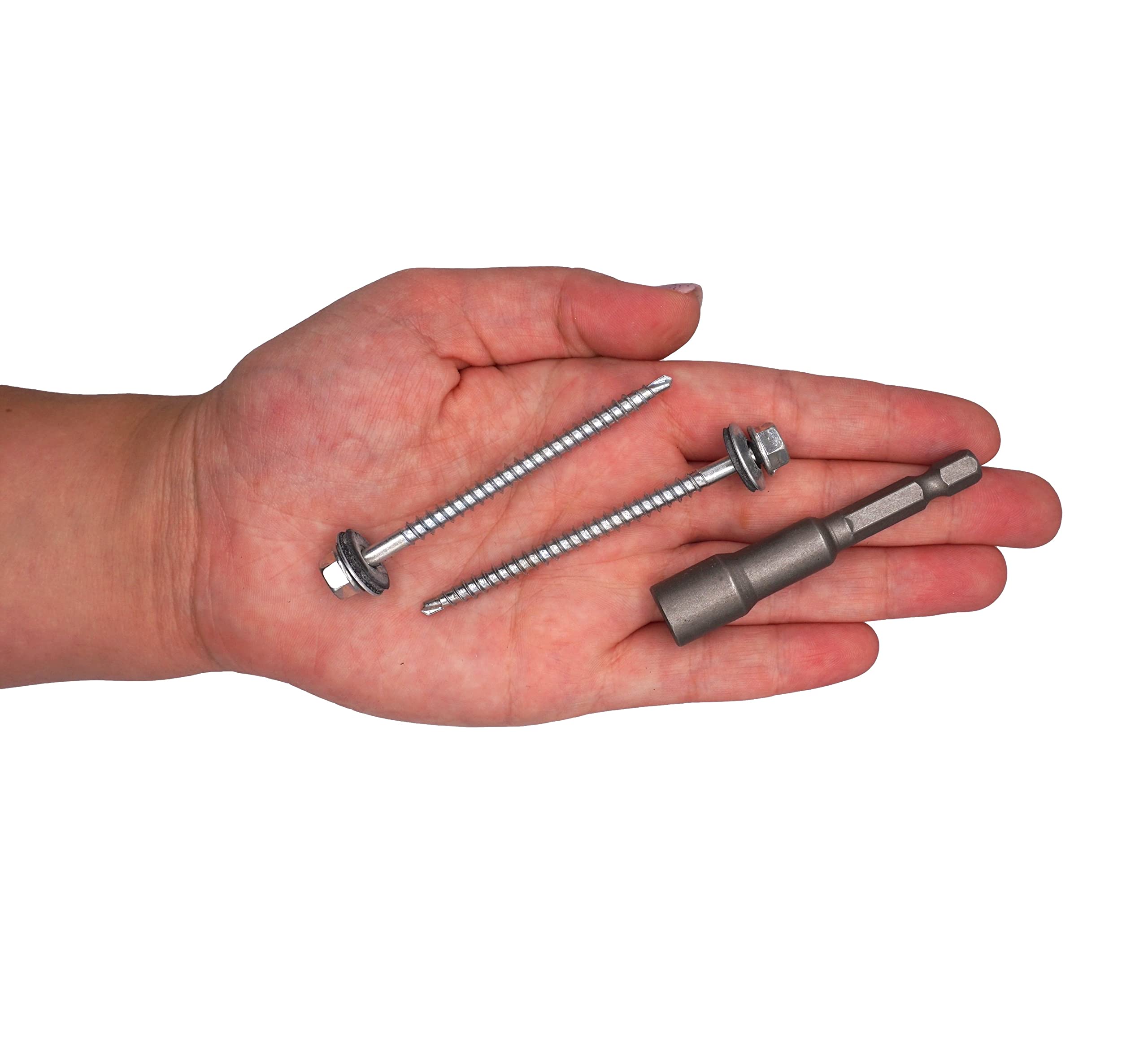 Selbstschneidende Schrauben aus verzinktem Stahl, DIN 7504-K, 4,8 x 70 mm, mit EPDM-Unterlegscheiben, Sechskant-Unterlegscheibenkopf, Blechschraube, Packung mit 500 Stück