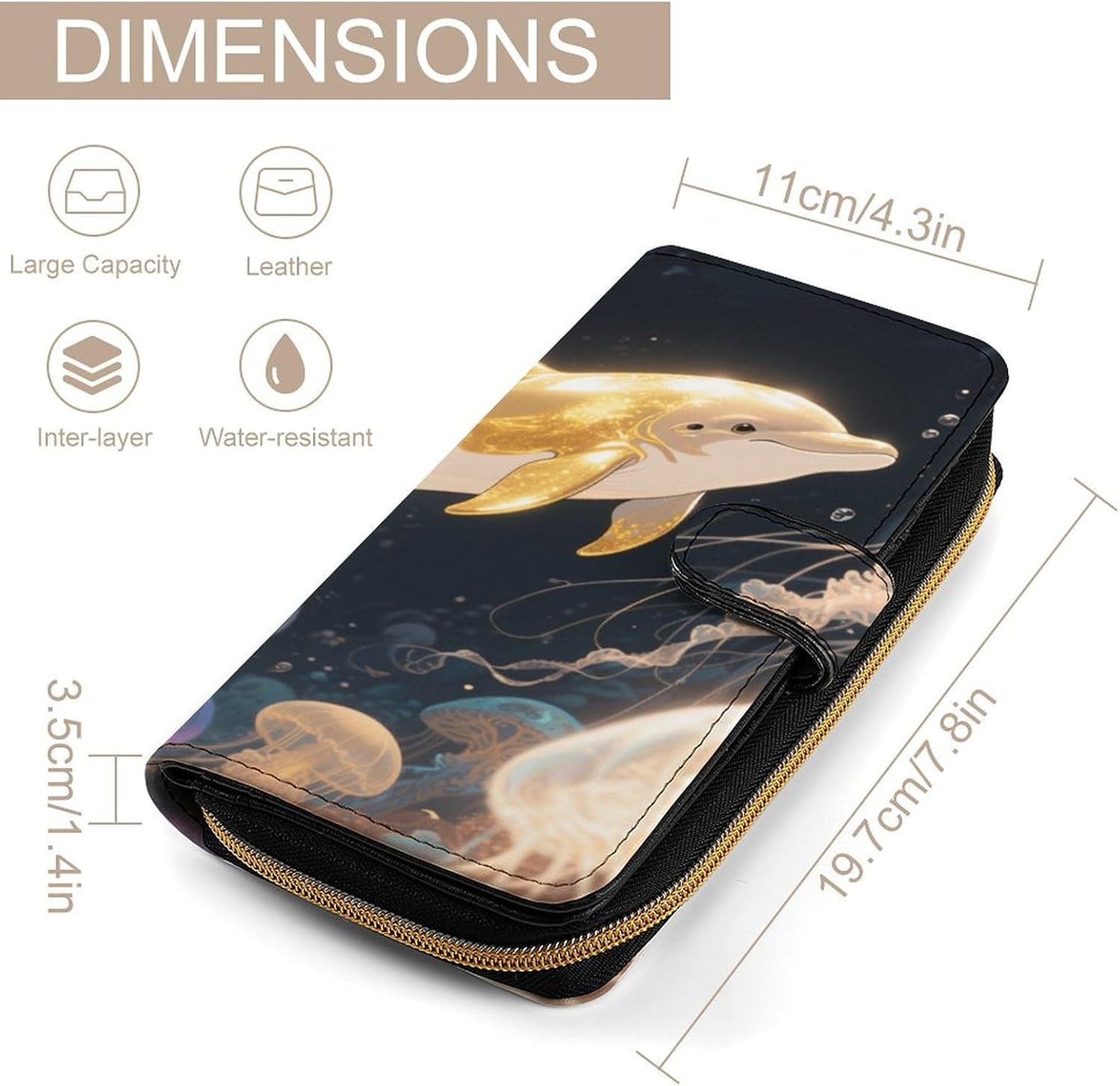 Golden Dolphin Travel Wallet for Men & Women RFID Blocking Card Organizer Credit Card Holder Large Capacity