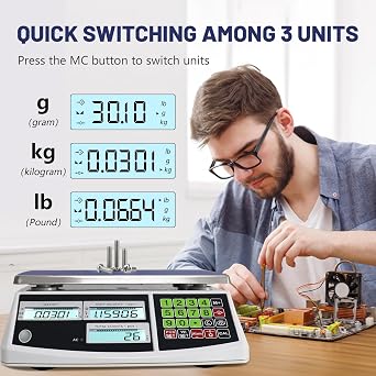 Counting Scale (30kg/66lb, 0.1g), g/kg/lb, Coin Scale, Precision Electronic Gram Scale for Parts and Coins,Digital Inventory Scale with Alarm Mode