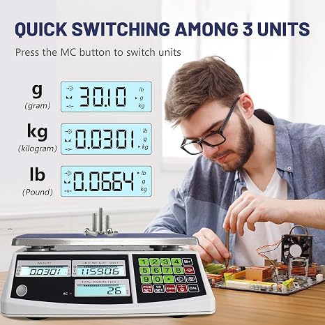 Counting Scale (30kg/66lb, 0.1g), g/kg/lb, Coin Scale, Precision Electronic Gram Scale for Parts and Coins,Digital Inventory Scale with Alarm Mode