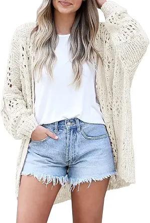 Mafulus Women's Crochet Cardigan Sweater Lightweight Summer Kimono