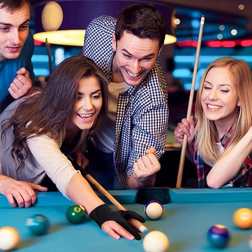 Miniatura 5 de Jenaai 50 guantes de piscina de nailon con 3 dedos para billar, mano izquierda y derecha, color negro, transpirable, elástico, accesorios deportivos