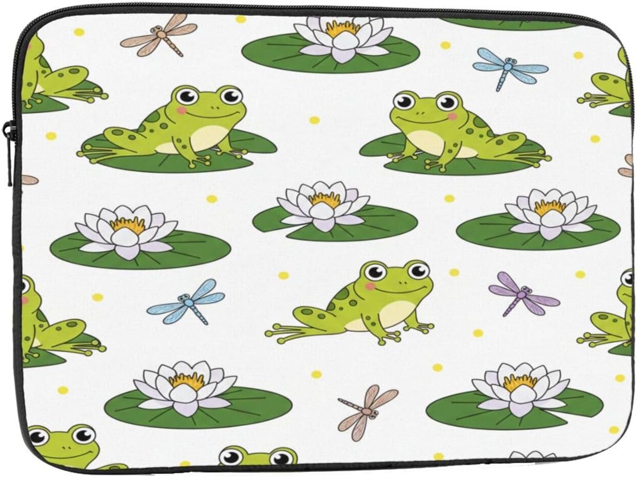 Laptop Sleeve Case 10 Inch, Frog on Lily Pad Shockproof Protective Briefcase Computer Bag, Portable Notebook Laptop Cover for MacBook, ASUS, Dell, HP, Lenovo, Acer