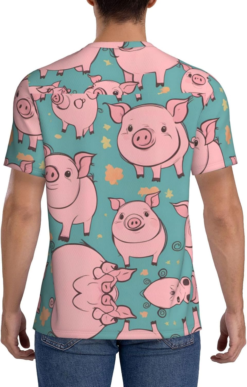 Pig Background Rugby Football Jersey for Men, Comfortable V-Neck Loose Fit Top for Team Sports Athletics
