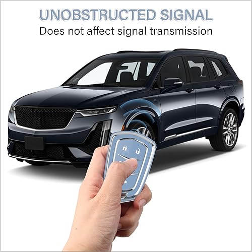 Miniatura 5 de QBUC Funda para llavero Cadillac con llavero cromado y plateado, funda de protección de TPU suave compatible con Cadillac Escalade ATS CTS CT6 XTS