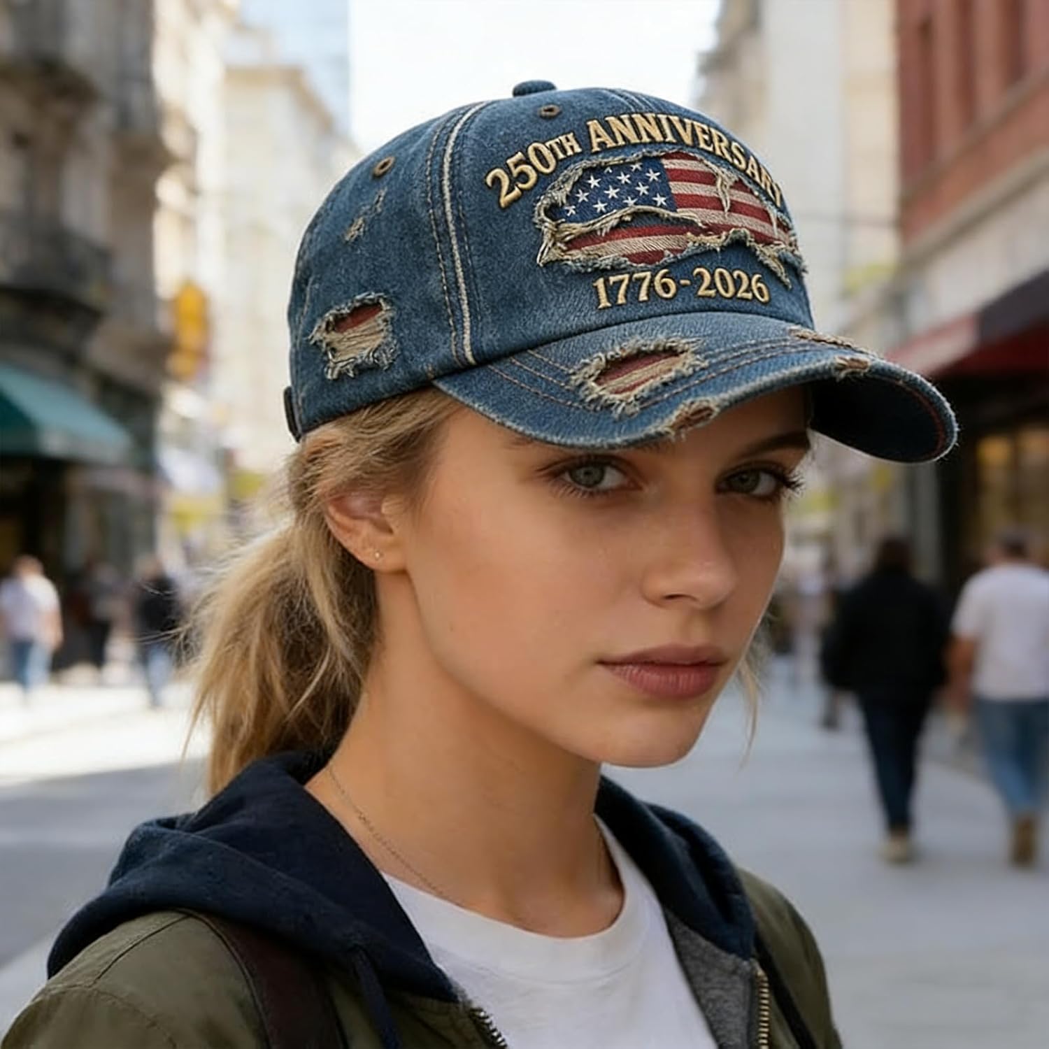 250 Anniversary USA Hat,Patriotic Baseball Cap 1776-2026 - Adjustable USA Retro Denim Baseball Cap - Image 6