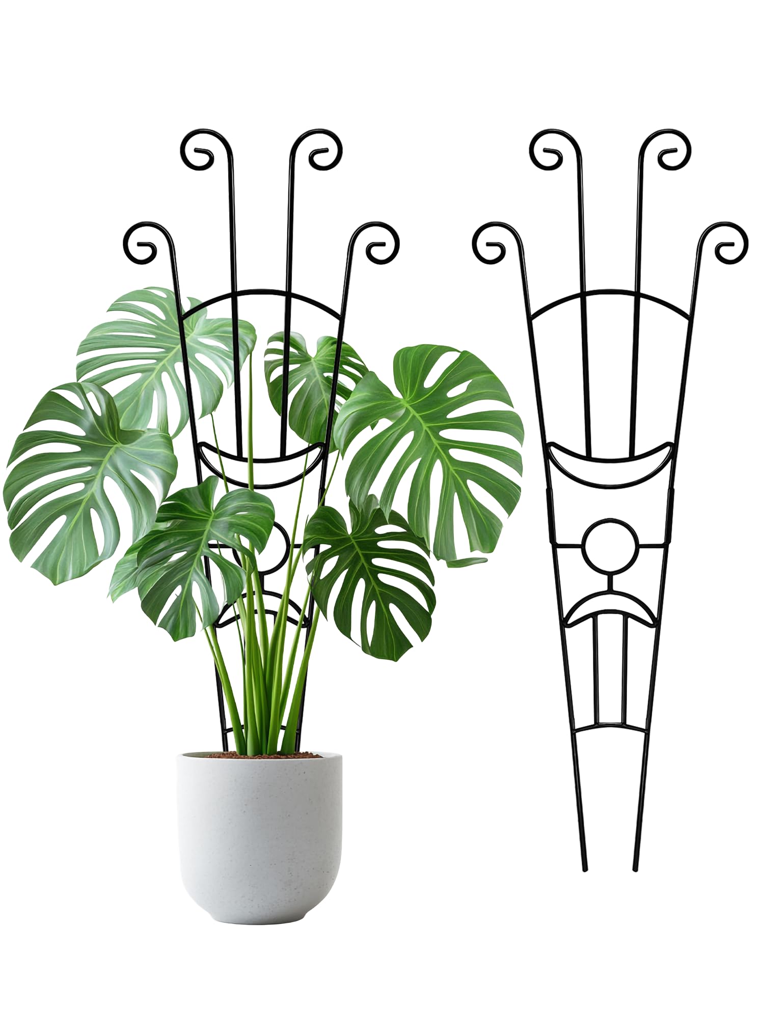 2 Pack Taller Trellis for Climbing Plants Indoor, 83cm Expandable Garden Metal Trellis for Potted Plants, Sturdy Climber Support Stakes for for Monstera Ivy Hoya Pothos Vine Flower (Black)