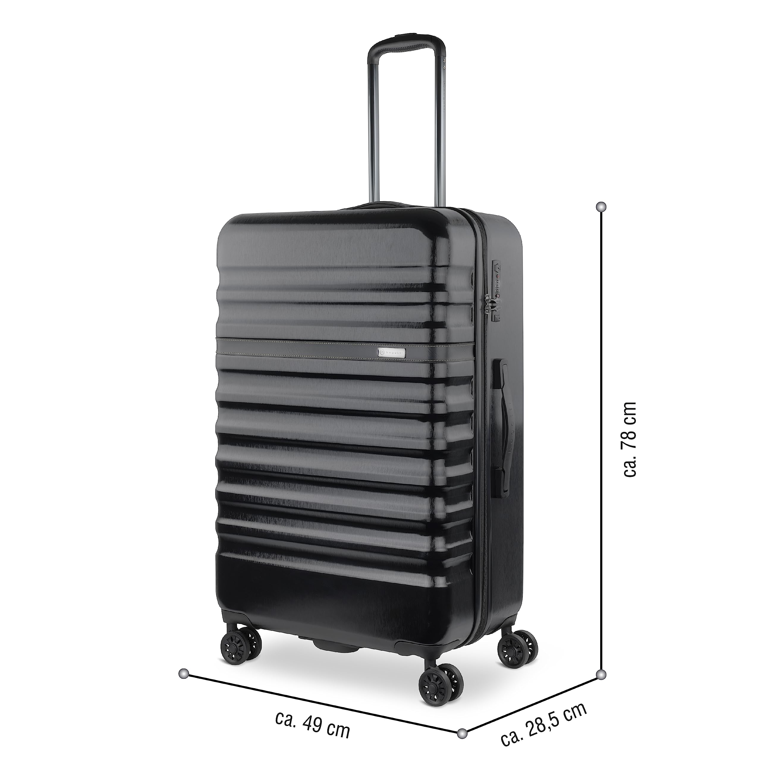 bugatti Corium Set di valigie rigide 3 pezzi (S,M,L) 4 ruote, chiusura a TSA, argento