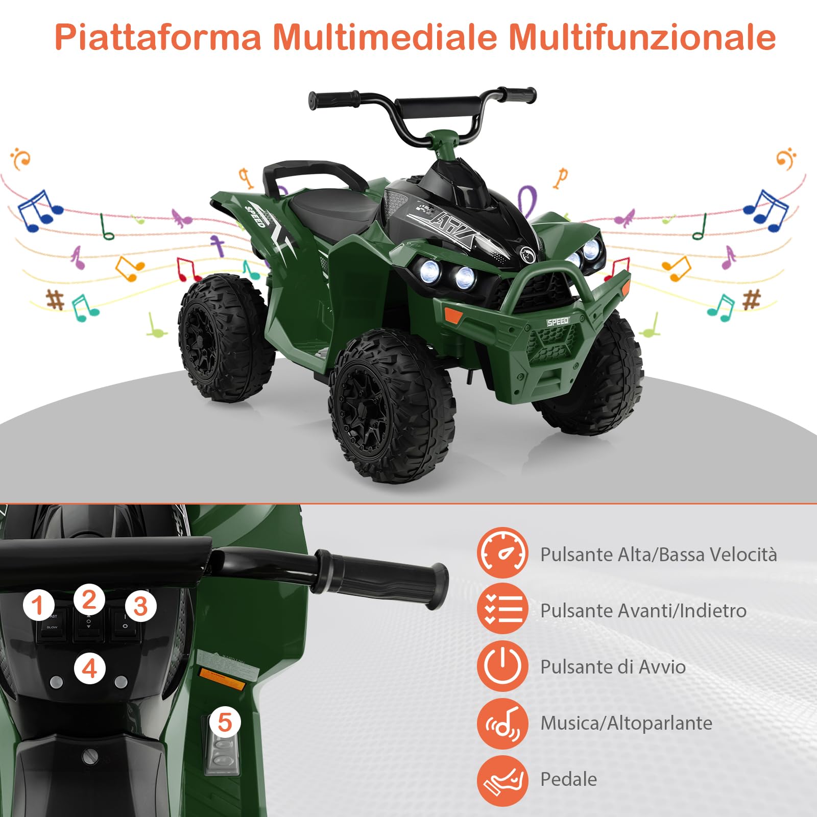RELAX4LIFE Giocattolo Cavalcabile A Dinosauro Con Luci E Suoni - Per Bambini 18+ Mesi, 4 Ruote, Spazio Di Riordino