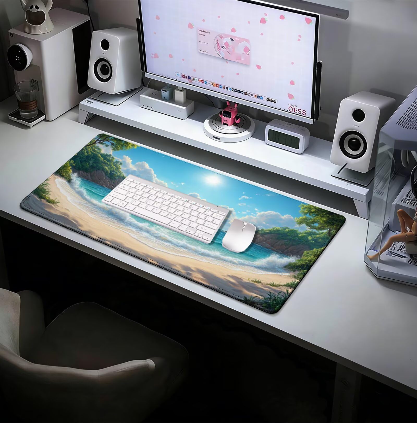 Alfombrilla de Ratón para Juegos, Azul Alfombrilla Ratón XXL 1400 x 600 MM, Mouse Pad Playa Tapete Escritorio, con Superficie Suave y Base de Goma Antideslizante, para Oficina Gaming en Casa H-5849