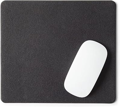 Leatherology Premium Black Modern Mouse Pad Full Grain Leather Desk Pad with Microsuede Base & Slim Travel Design
