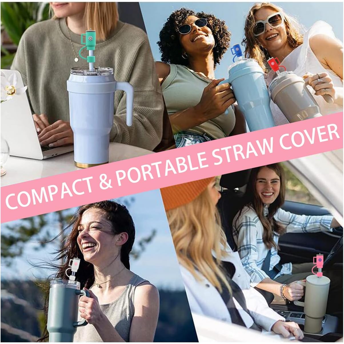 Stanley Cup Silicone Straw Topper - Compatible with 30 & 40 Oz Tumbler, Straw Tip Covers (10Pcs)