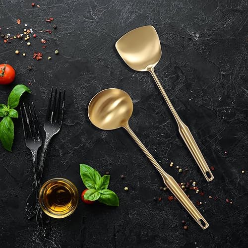 Miniatura 3 de TrueyEssen - Juego de utensilios de cocina de acero inoxidable de 7 piezas, incluye cuchara ranurada, espátula ranurada, cuchara de arroz, cucharón