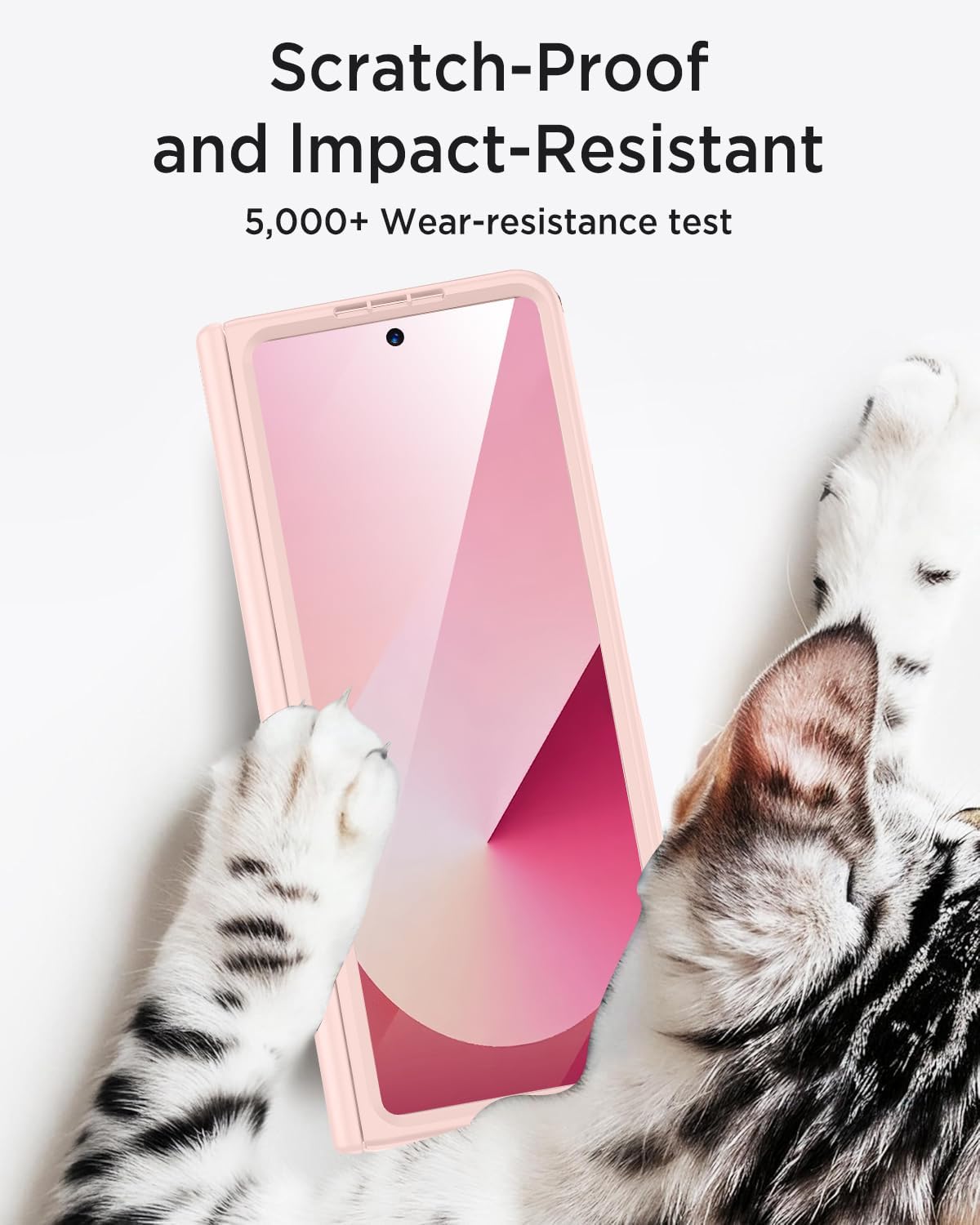 Miimall Case for Samsung Galaxy Z Fold7, Built-in Privacy Screen, Compatible with MagSafe, Full Hinge Protection, Matte Translucent Anti-Slip Rugged Z Fold 7 Case, Pink