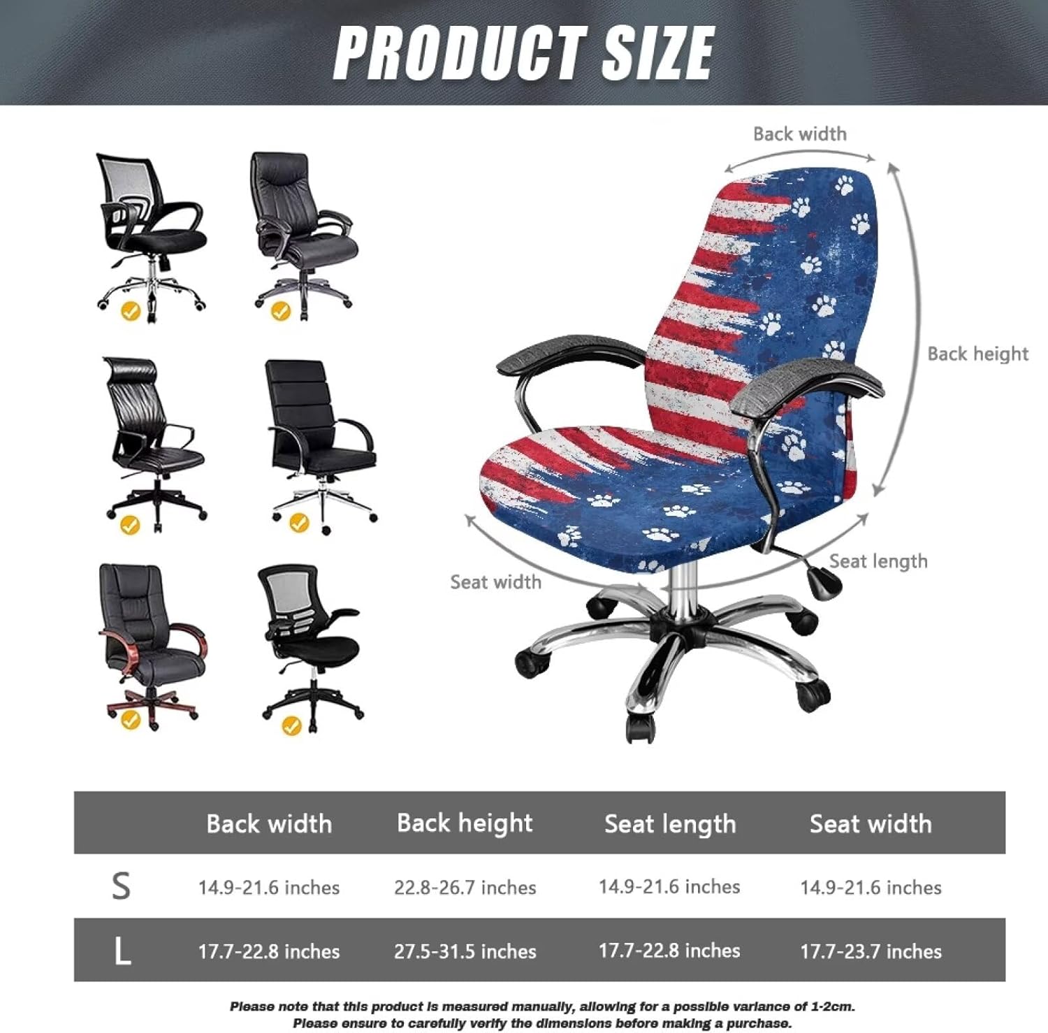 American Style Office Computer Chair Covers Stretchable Rotating Chair Cover Removable Armless Dining Chair Covers Washable Rotating Chair Protective Slipcover,L