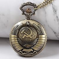 Vista 2 de Whodoit Reloj de bolsillo de cuarzo para hombre, ojos verdes, forma de caja redonda, collar de bolsillo