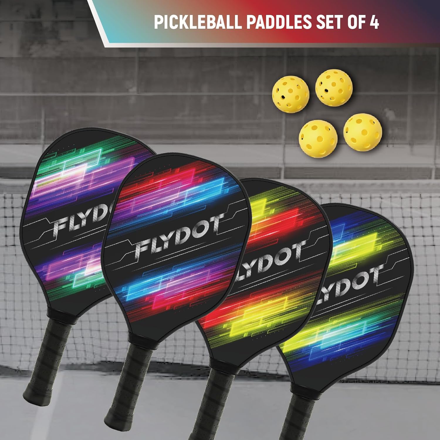 Pickleball Paddles Set of 4,USAPA Approved,4 Indoor&Outdoor Pickleball Balls, Carrying Bag, 4 Cooling Towels,4 Pack Paddles,Pickleball Paddles Pack Gifts for Beginner&Pro